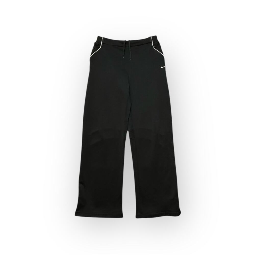 Nike Fit Dry Women's Black w/ White Stripe Sweatpants Pull-On W/Zip Pocket SZ L
